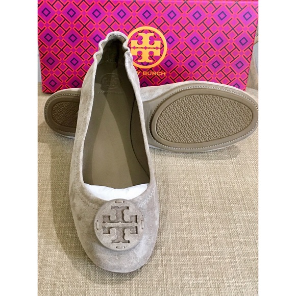 Tory Burch Minnie Suede Leather Travel Ballet Flat, Rocky Pebble - Picture 5 of 14
